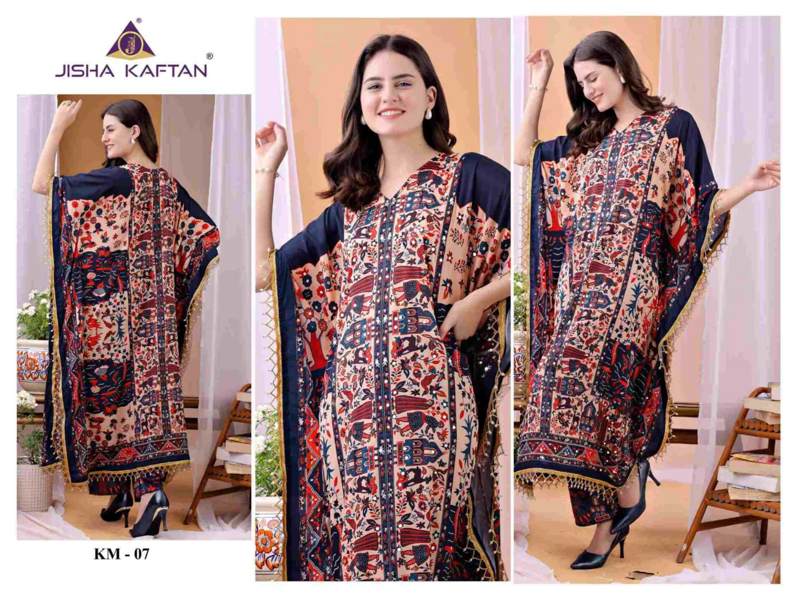 Jisha Kaftan Co Ord Set With Value Addition Volume 1 Poly Feather Silk Orders In India